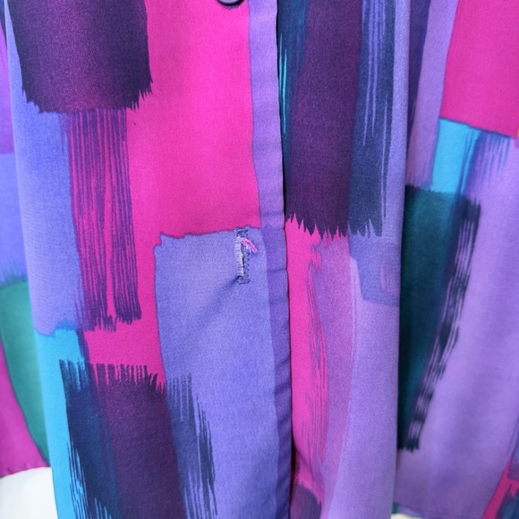 A Personal Touch | VTG Plus Size Multicolor Watercolor Pattern Button Blouse Top - Picture 14 of 16